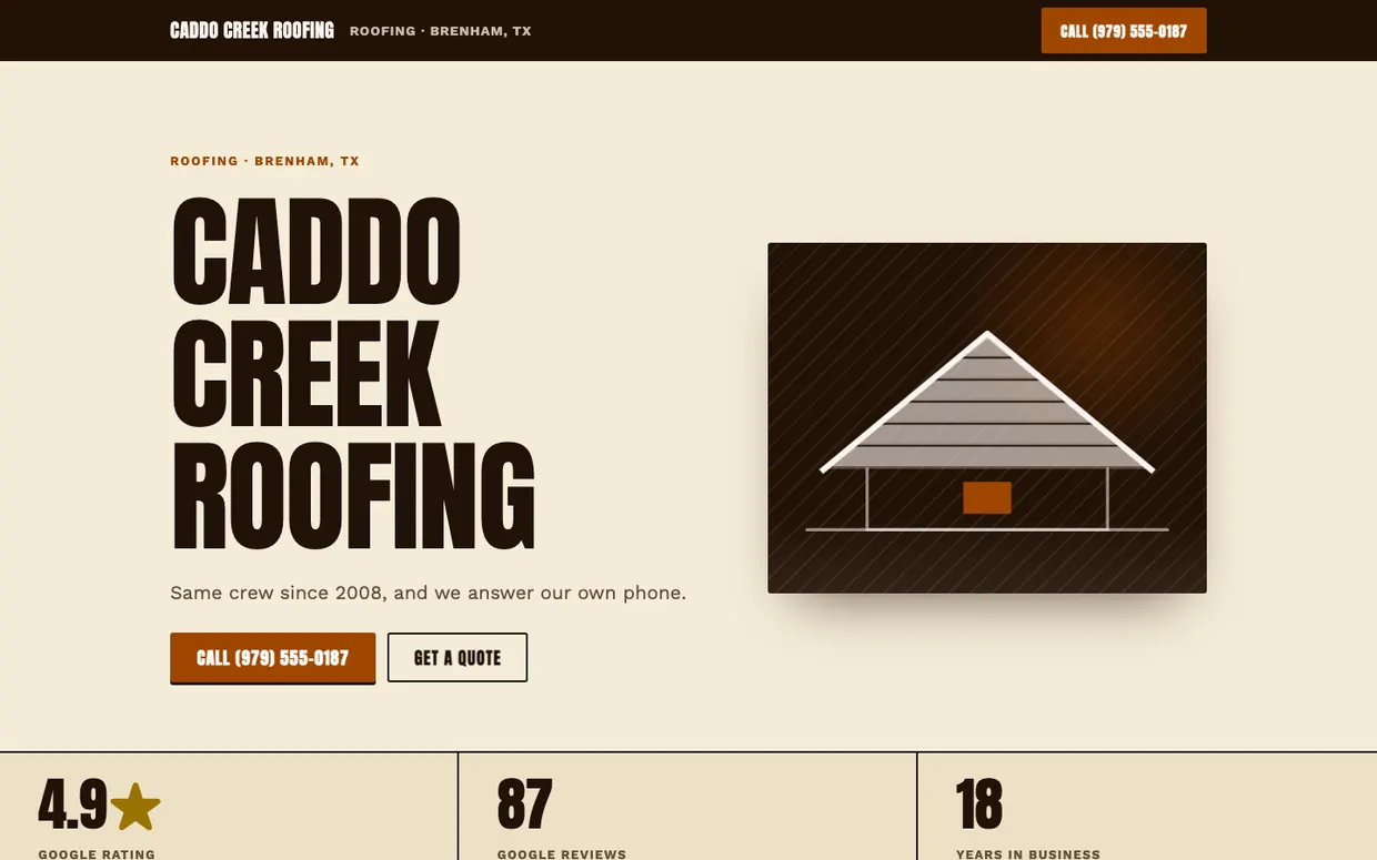 Caddo Creek Roofing, example design on a laptop