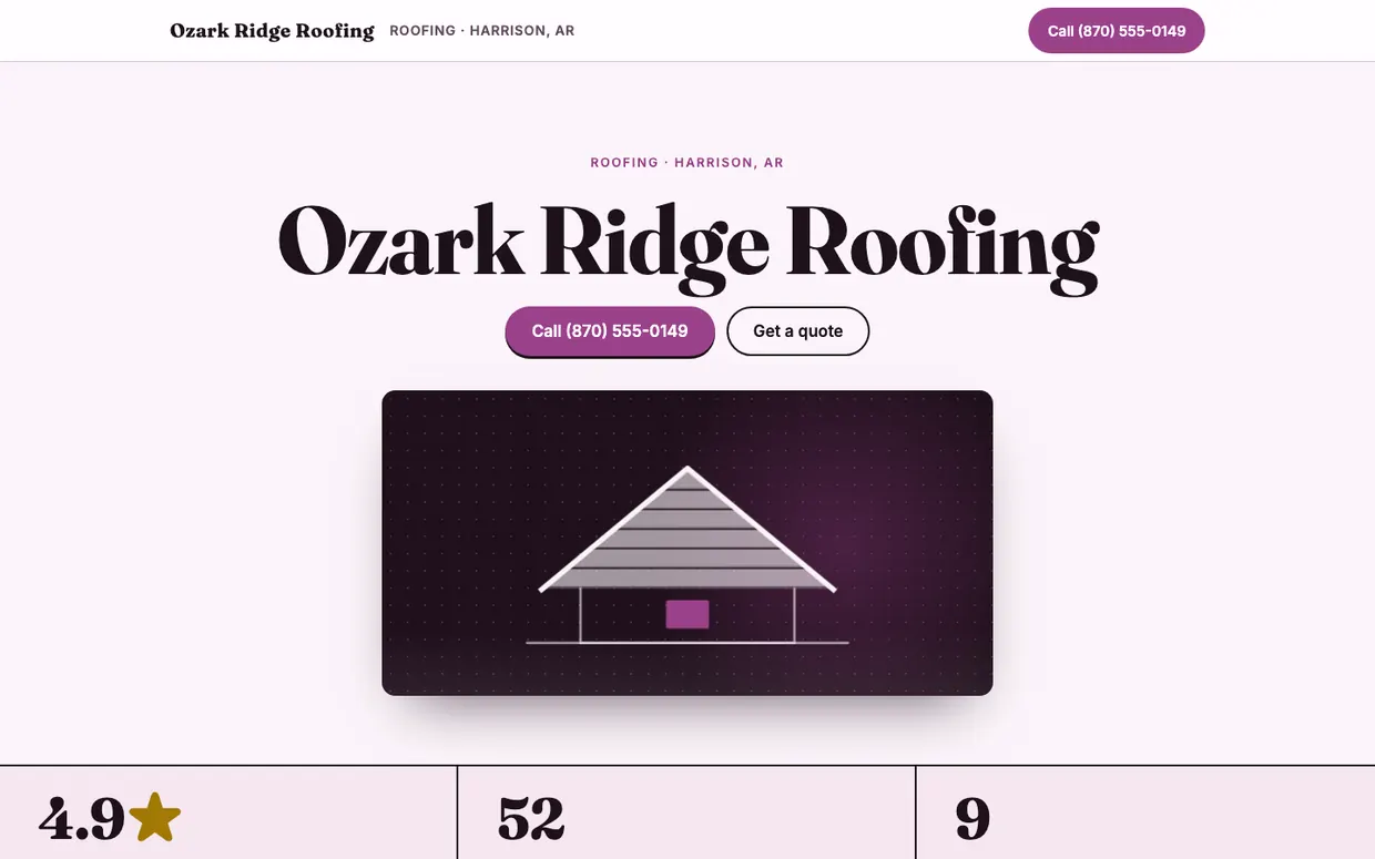 Ozark Ridge Roofing, example design on a laptop